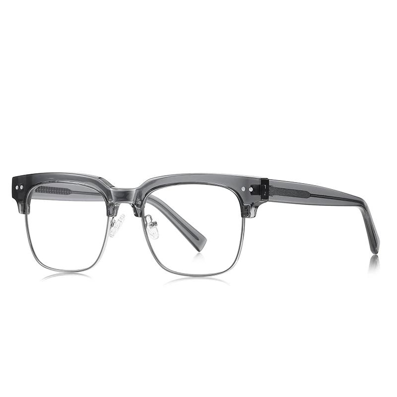 Rivet Frame Square Nearsighted Glasses For Men Blue Light Blocking Oversized Finished Glasses Nearsighted 0 -0.5 -0.75 To -6.0