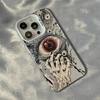 Spooky Scary Red Eye Laser Plated Case For iPhone 11 12 14 15 16 Pro Max 13 SE 3 2 7 8 Plus X XR XS MAX Shockproof Bumper Cover