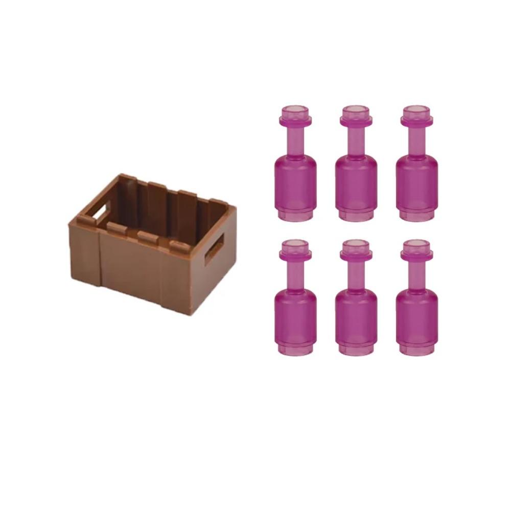 MOC City Building Blocks Character Scene Creative Accessories Mini Brick Color Wine Bottle Reagent Bottle Set Box Toy Gift X007