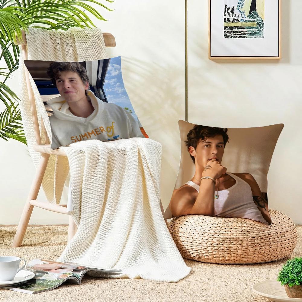 Charming SShawn MendesS Cushion Cover Breathable and skinfriendly linen pillowcase square removable and washable cushion