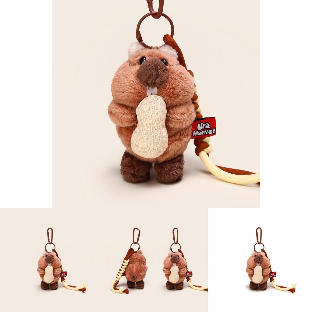 Cute Cartoon Eating Peanuts Groundhog Plush Toy Pendant Keychain For Bag Decor And Gifts