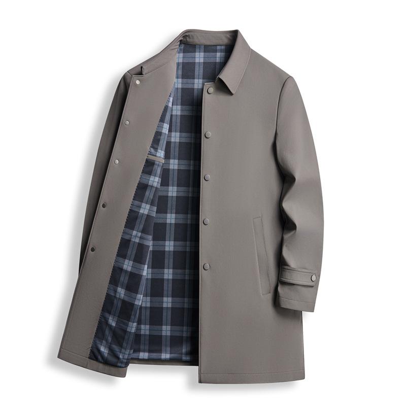 New Lapel Men's High-end Business Middle-aged Jacket High-end Daddy Top Mid-length