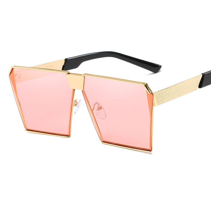 Top Oversized Flat Lens Square Sunglasses Men Women Fashion Metal Large Glasses