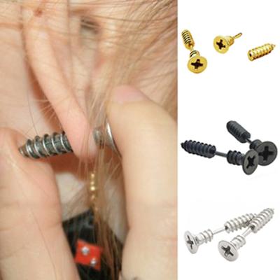 Orecchini a bottone solidi a vite intera in acciaio inossidabile unici punk gotici unisex