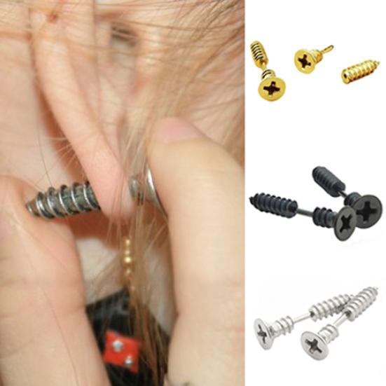 Unisex Punk Gothic Unika rostfritt stål Hel skruv Solid Ear Studs örhängen