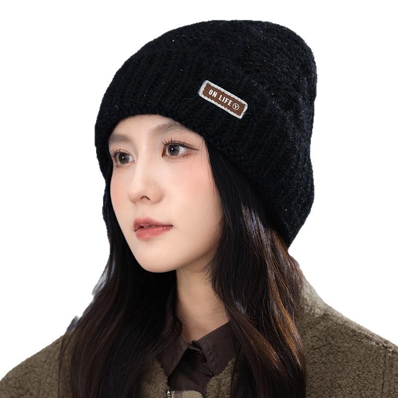 Fashionable Simple Thickened  Warm Wool Hat Korean Style Versatile Big Head Fence Hat Outdoor Windproof Ear Protection Hat