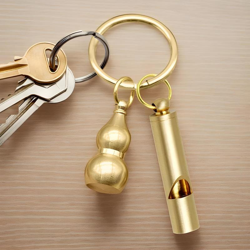 Survival Whistle Vintage Brass Coaching Whistle Auspicious Car Keychains Pendant Referee Training Whistles Outdoor Survival Tool