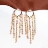 Charming Gold Color Heart Shape Tassel Dangle Earrings for Women Daily Wear and Party