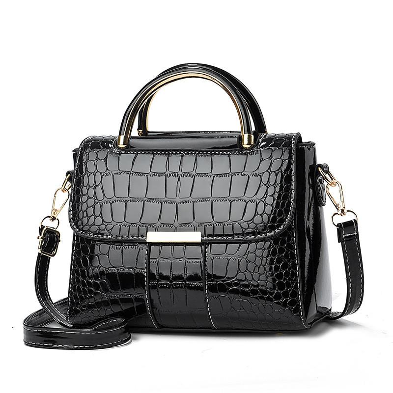 Vibrant Stylish Pu Small Handbag With Glossy Finish And Crocodile Print Trendsetters For