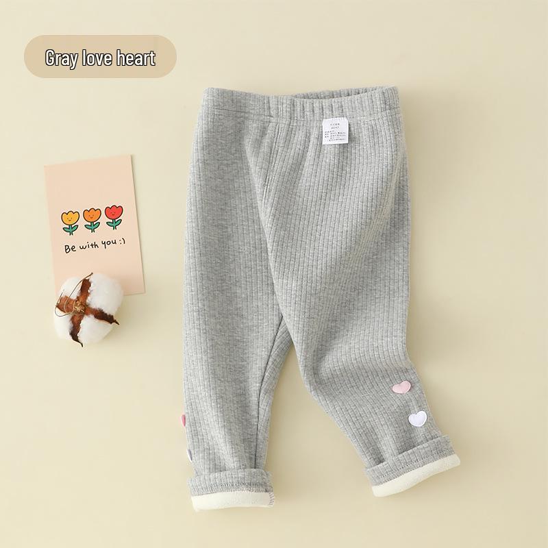 2025 Toddler A-Class Fleece-Lined Winter Sweatpants for Girls (0-3 Years), Open Crotch Leggings
