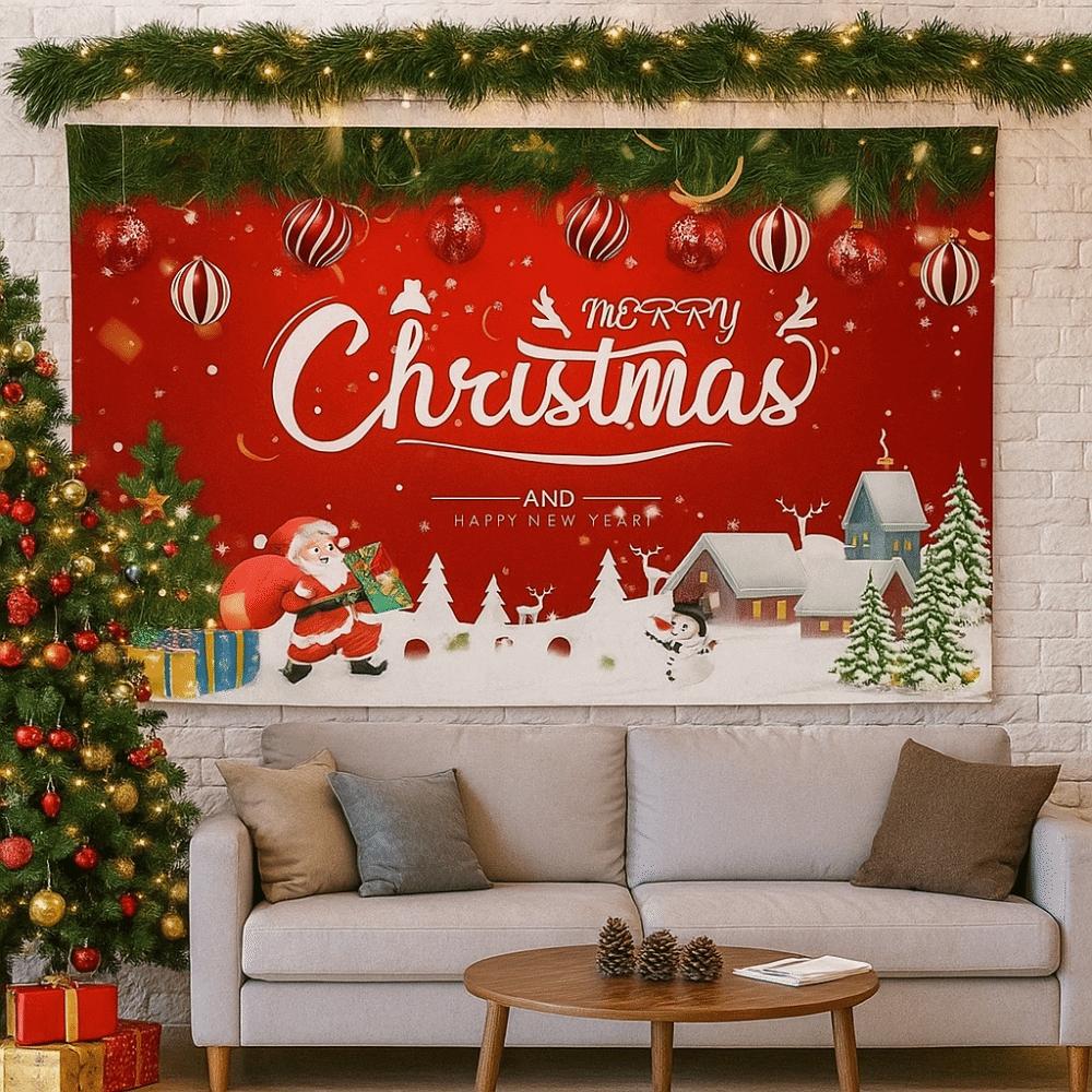 Happy New Year Theme Christmas Background Banner Cloth Christmas Decorations Photography Props