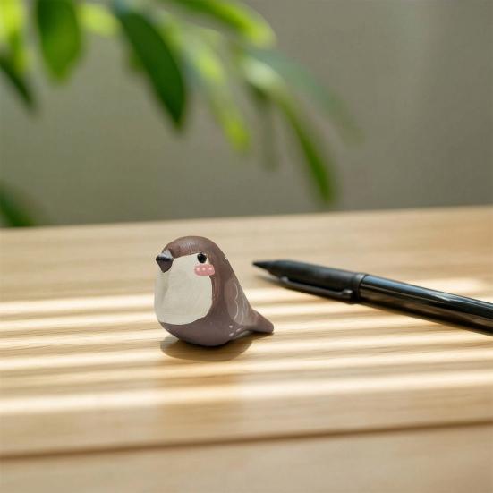 Hand Carved Wooden Bird Figurine Small Bird Statue for Home Desk Shelf Decor Housewarming Gifts for Bird Lovers