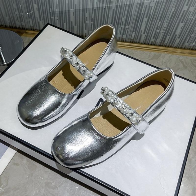 

Модные женские лоферы с кристаллами и цветами, туфли-балетки 2025, осенние туфли на плоской подошве, дизайнерские элегантные роскошные туфли для платья, Zapatillas De Mujer 40 серебряный
