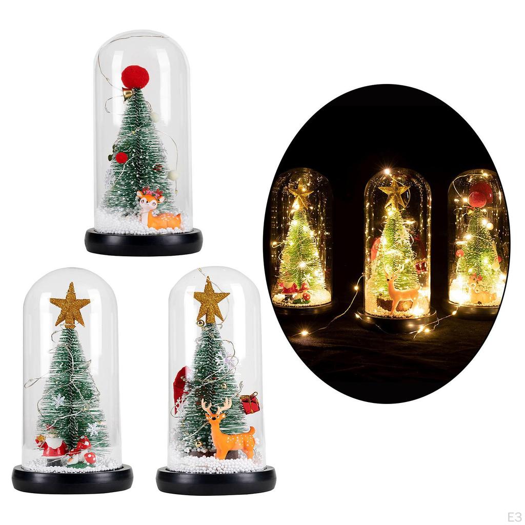 Artificial Christmas Dome Unique Decorations Gifts Ornaments with LED Lights for Tabletop Indoor