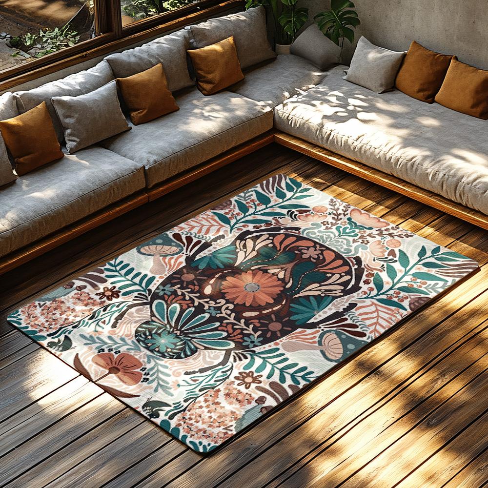 Floral Area Rug Vintage Persian Style Non Slip Washable Home Decor Living Room Bedroom Floor Mat Carpet Bohemian Chic Design