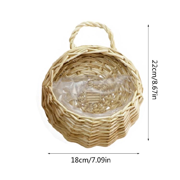 Panier à Fleurs en Osier Rotin Fait Main Suspendu au Mur Pour Jardin Plante Grimpante Pot Support de Plantes Décoration Intérieure Jardinière Murale