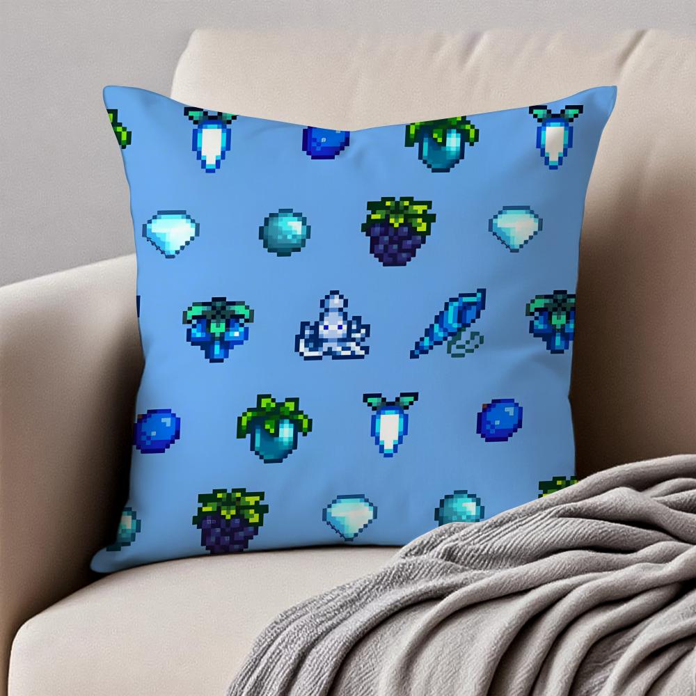 

Pixelstyle Game SStardew valley Cushion Cover Pillowcase Antidustmite Invisible Zipper Short Plush Sofa Cushion 30X30cm