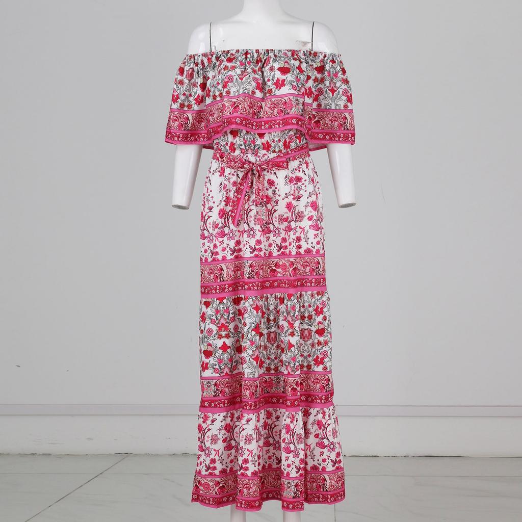 Fashion Women's Casual Summer Printed Elatic Waist Pullover Loose Dress