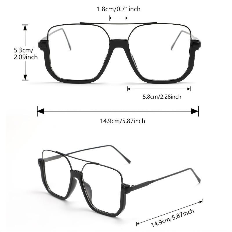 2 Pair of Universal Fashion Glasses Square-framed Glasses Fashionable Campus Style Clear Black Frame