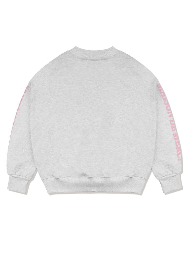 LA MAISON STUDIO Women'S Crop Flare Tropical University Heavy Terry Sweatshirt Ash Grey (Fcd3Ts713W)