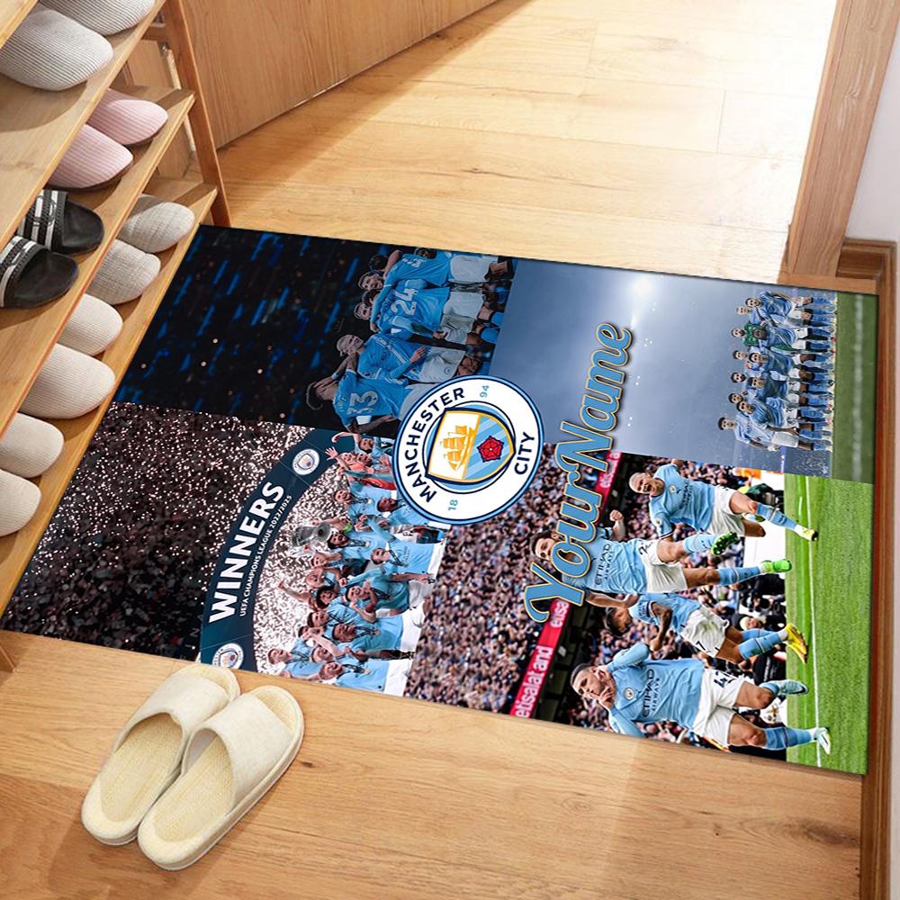 Manchester City Customized Name Area Rug Perfect for Entryway Hallway Decorate room Playrooms Anti-slip Rug Anime Office Decor Birthday/Christmas Gift