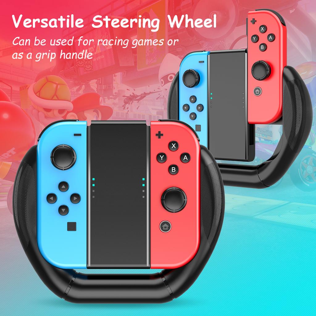Steering Wheel for Nintendo Switch & Switch OLED Model Joy-Con, Racing Wheel Controller for Mario Kart 8 Deluxe