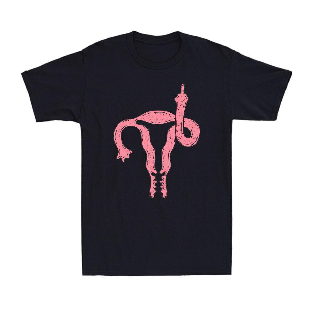 Uterus Shows Mid*le Finger Feminist Empowerment Gender Equality Funny T-Shirt S