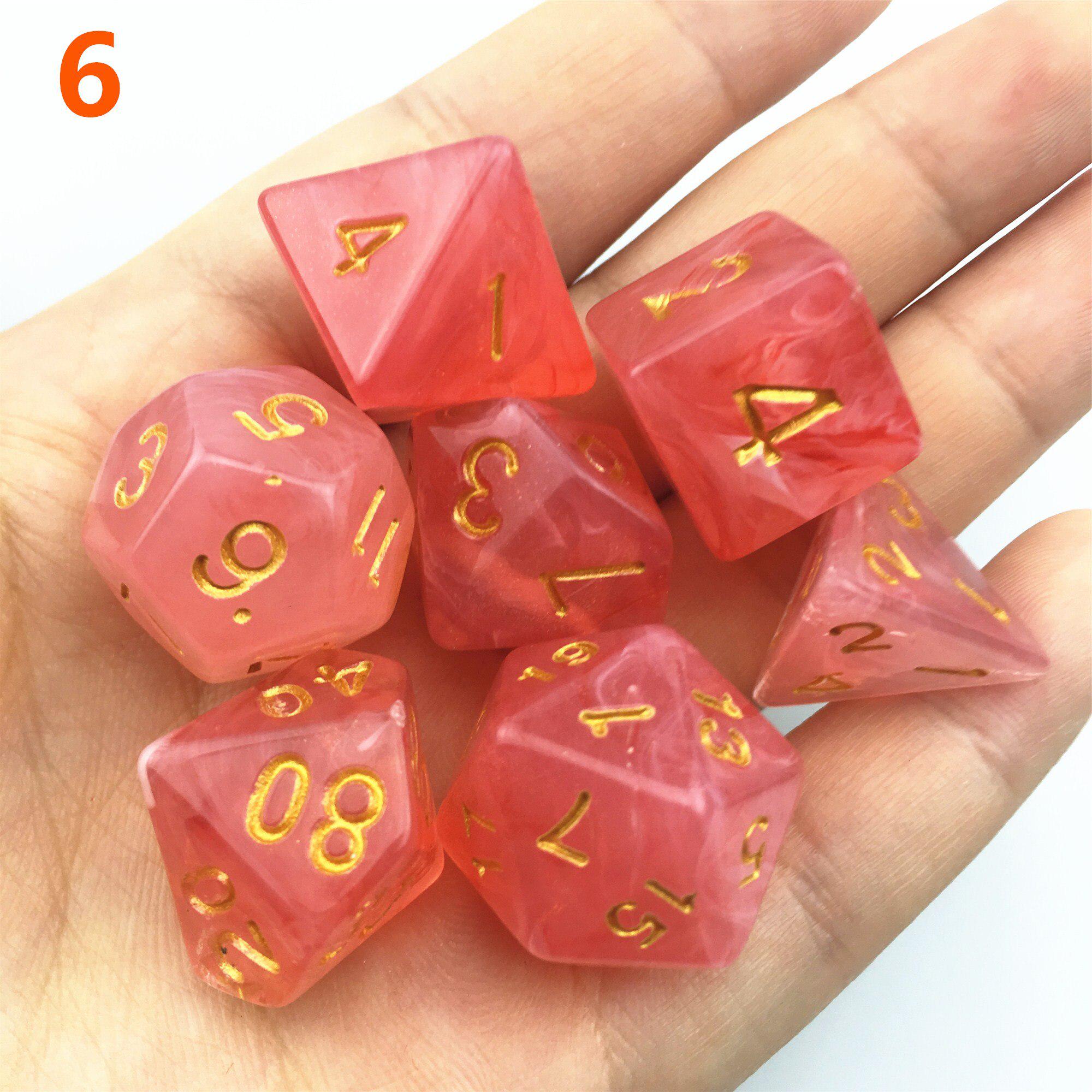 

Новый 7 шт./лот, набор двухцветных многогранных кубиков D4 D6 D8 D10 D12 D20, цифровые игральные кости для настольных игр, развлечений, настольных игр