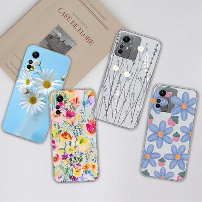 Capa de telefone para Xiaomi Redmi Note 8 9 10 11 12 A1 + A2 + Plus 4A 5A Capa de flores literárias da moda à prova de choque transparente de silicone macio para pára-choques Redmi
