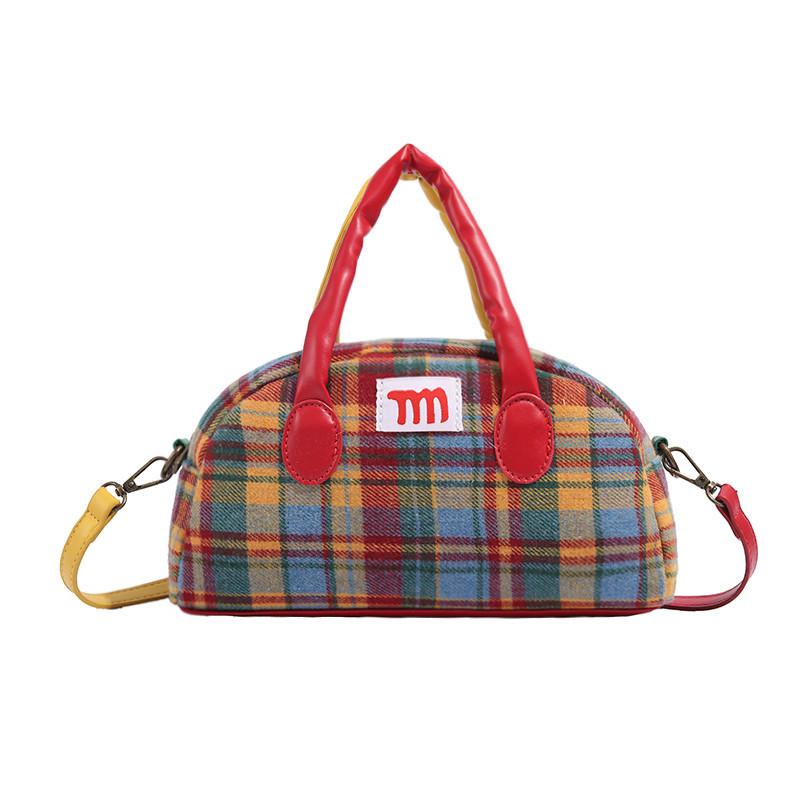 2024 New Women's Bag Plaid Handbag American Retro Small Square Bag Niche Autumn Winter Portable Shoulder Crossbody Bag