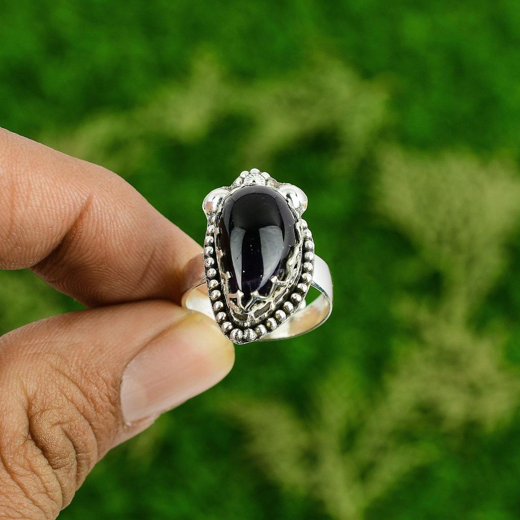 Gift For Her 925 Silver Natural African Amethyst Statement Adjustable Ring