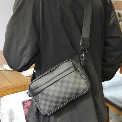 Rūtains vīriešu krustveida plecu soma - moderna ikdienas korejiešu stila ādas sporta soma