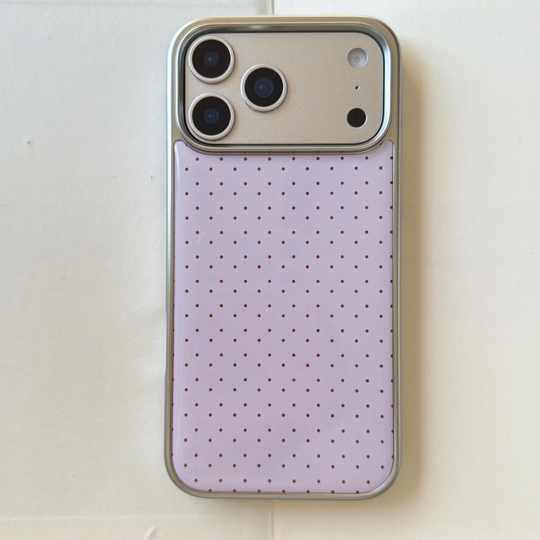 

Trendy Silver Edge Polka Dot Resin Case for iPhone 17 ProMax - Drop-proof Protection iPhone 16 Pro