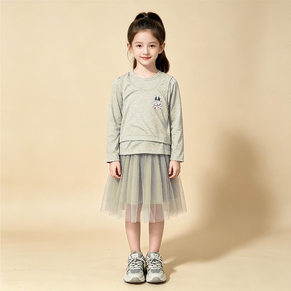 Children's Base Shirt Spring and Autumn Style Girls' Fake Two-Piece Top