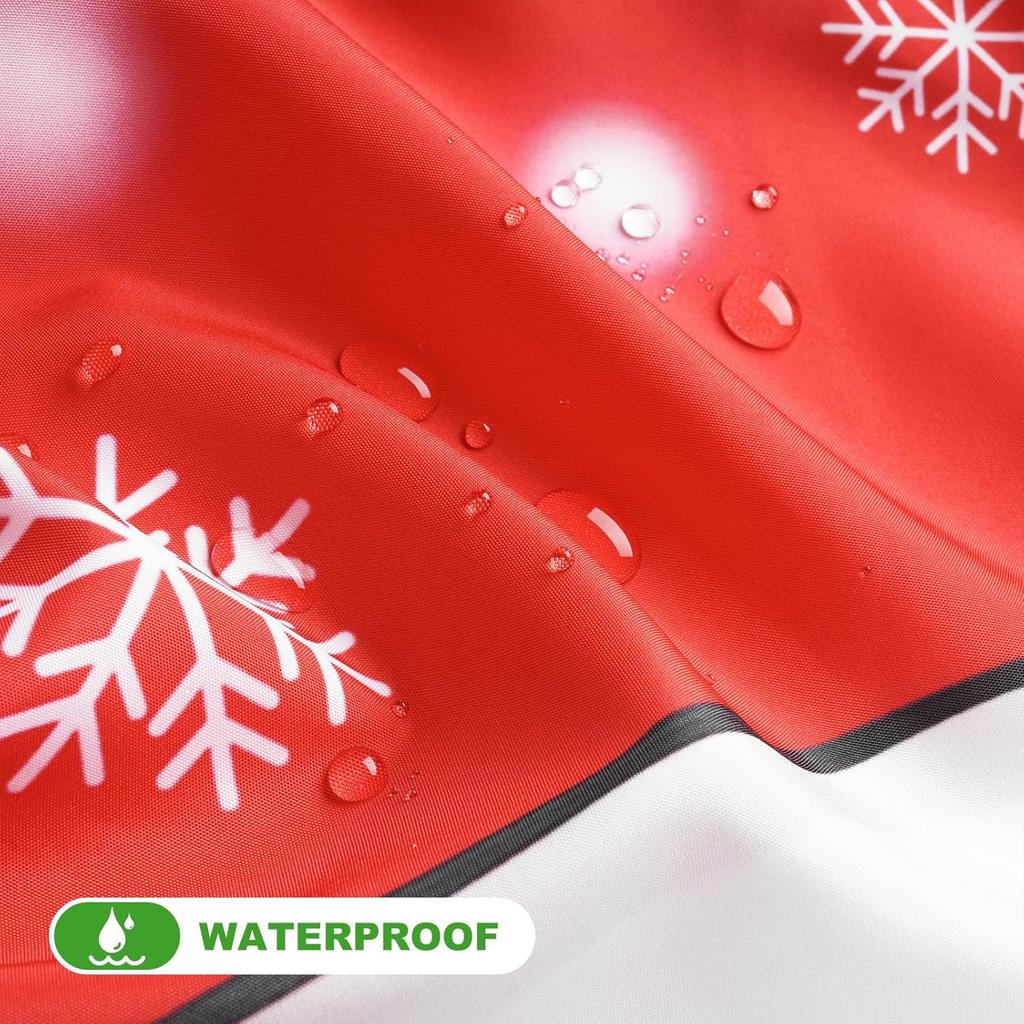 Cute Snowman Farmhouse Christmas Shower Curtain with Red Winter Xmas Theme Pattern, Waterproof Fabric Bathroom Decor for Holiday