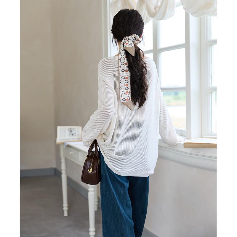 ITISF4 Women's Spring Loose Knit Round Neck Top