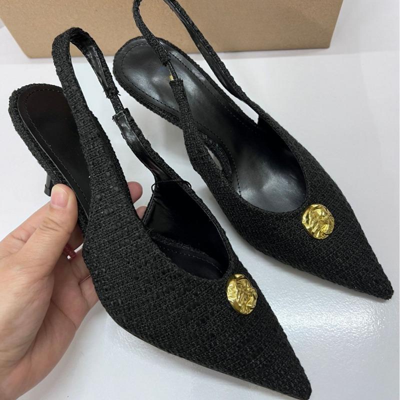 Fashion 2025 Ankle Wrap Women High Heeled Sandals Metal Buckle Decoration Stilettos Luxury Designer Dress Slingbacks Shoes for Lady