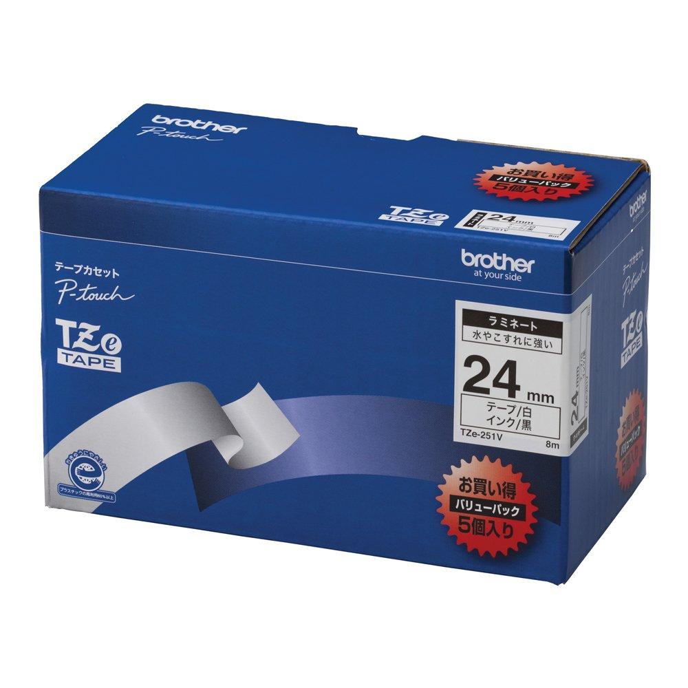 

Peatouch laminating tape width 24mm [brother genuine] TZe-251V (black letters/white) білий
