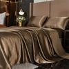 Satin Bed Sheets, Queen Size Sheets Set, 4 Pcs Silky Bedding Set   1 Deep Pocket Fitted Sheet + 1 Flat Sheet + 2 Pillowcases