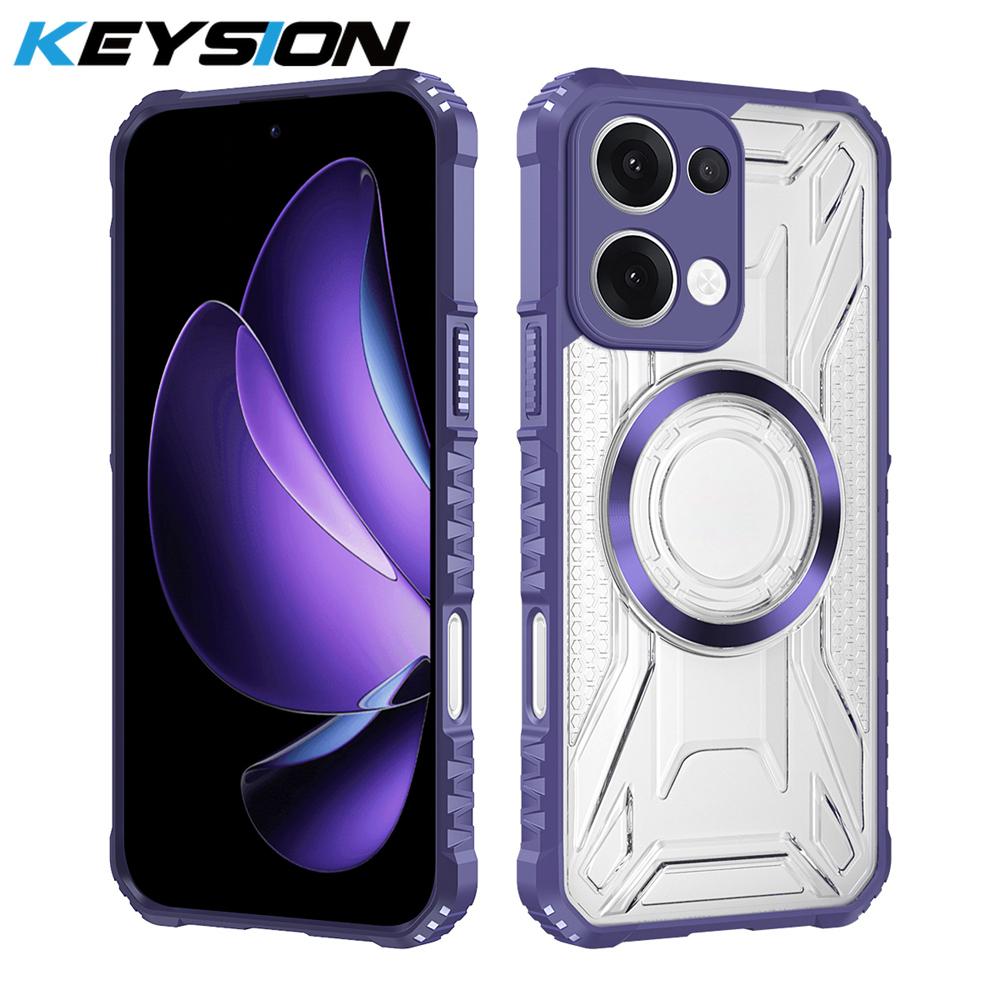 

KEYSION Transparent Magnetic Case for OPPO Reno13 Pro 5G Soft Silicone+PC Heavy Duty Shockproof Phone Cover for OPPO Reno 13 5G for OPPO Reno13 5G фіолетовий