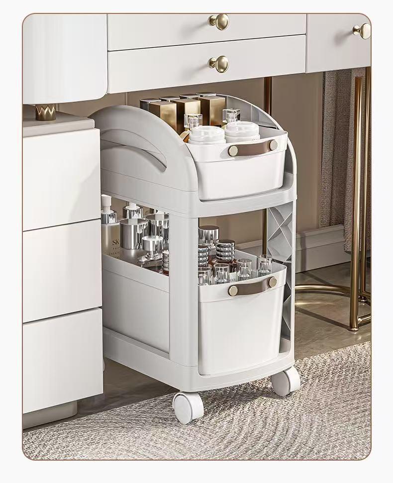 Mobile Under-Desk Storage Rack with Wheels - Backpack, Bookshelf, and Basket Organizer