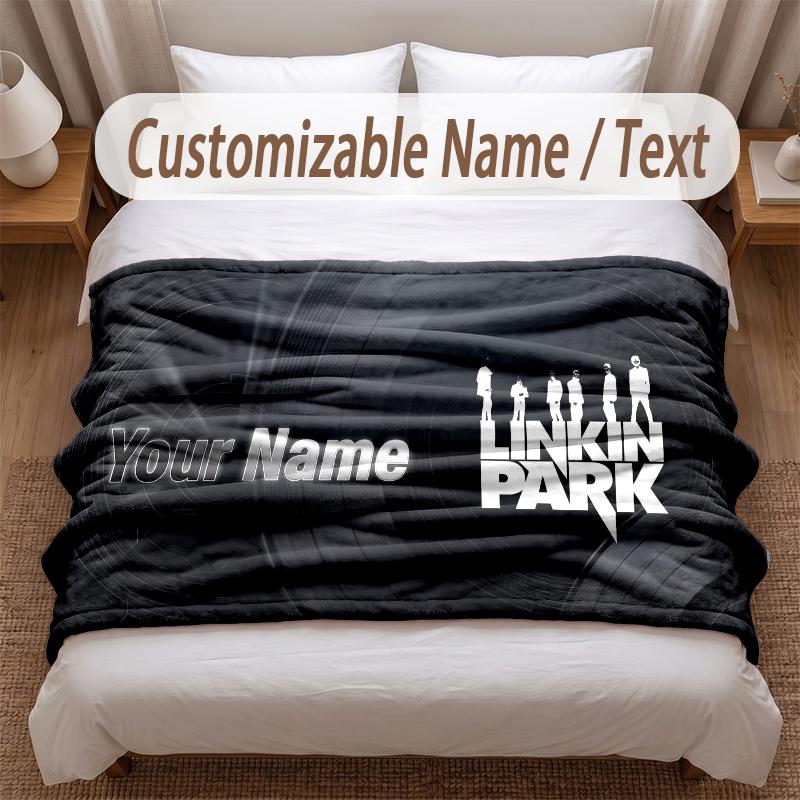 Linkin Park Printed Flannel Blanket Custom Name Text Soft Warm Throw For Bedroom Holiday Gift