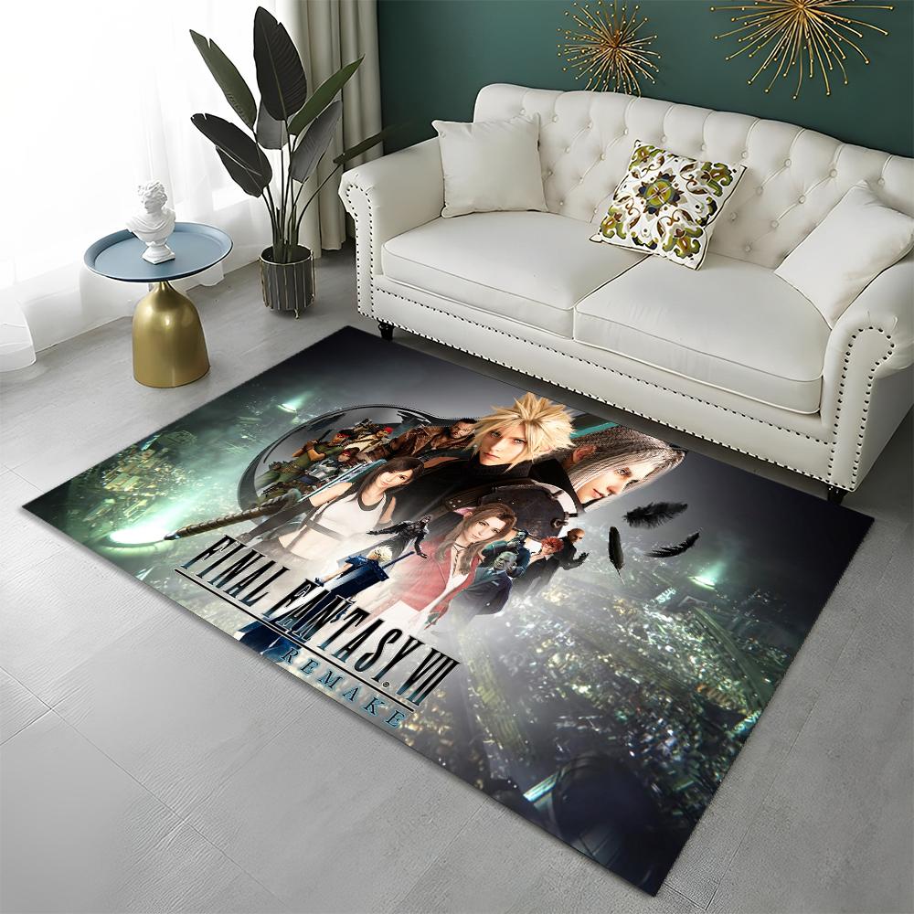 3D Final Fantasy Spiel Gamer FF14 HD Teppich für Zuhause Wohnzimmer Schlafzimmer Sofa Fußmatte Dekor, Kinderbereich Teppich Rutschfeste Bodenmatte