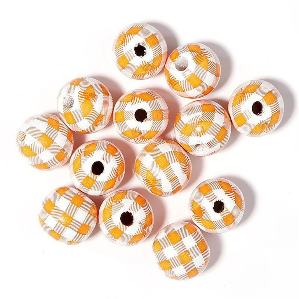 TX16 10Pcs 16mm Retro Wood Exquisite Round Plaid Beads Jewelry DIY Handmade Bracelet Necklace Beads Trend Material Accessories
