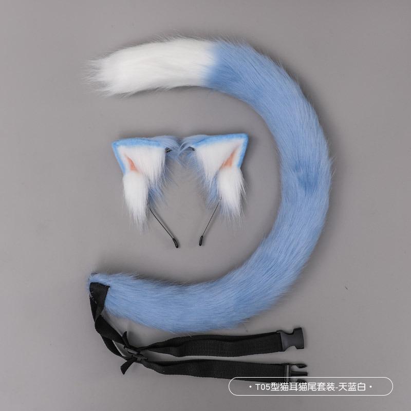 A handmade cosplay animal ear olita headdress J accessory Rem cat ear headband cat tail