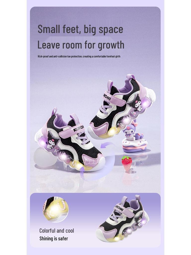 Kuromi Girls' Light-Up Toddler Sneakers – Cute Autumn 2025 Fashion Style