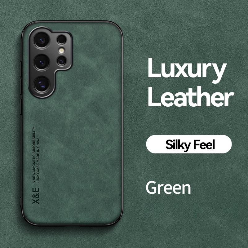 Luxury Leather Phone Case For Samsung Galaxy S25 Ultra S25+ S 25 Car Magnetic Holder Cover for Galaxy S25 Plus S25ultra Funda