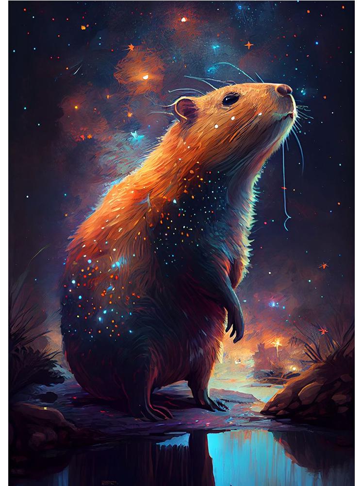 

Милый космический астронавт капибара портретный плакат печать холст картина забавные животные настенное искусство для детской спальни украшения дома 60x90cm No Frame