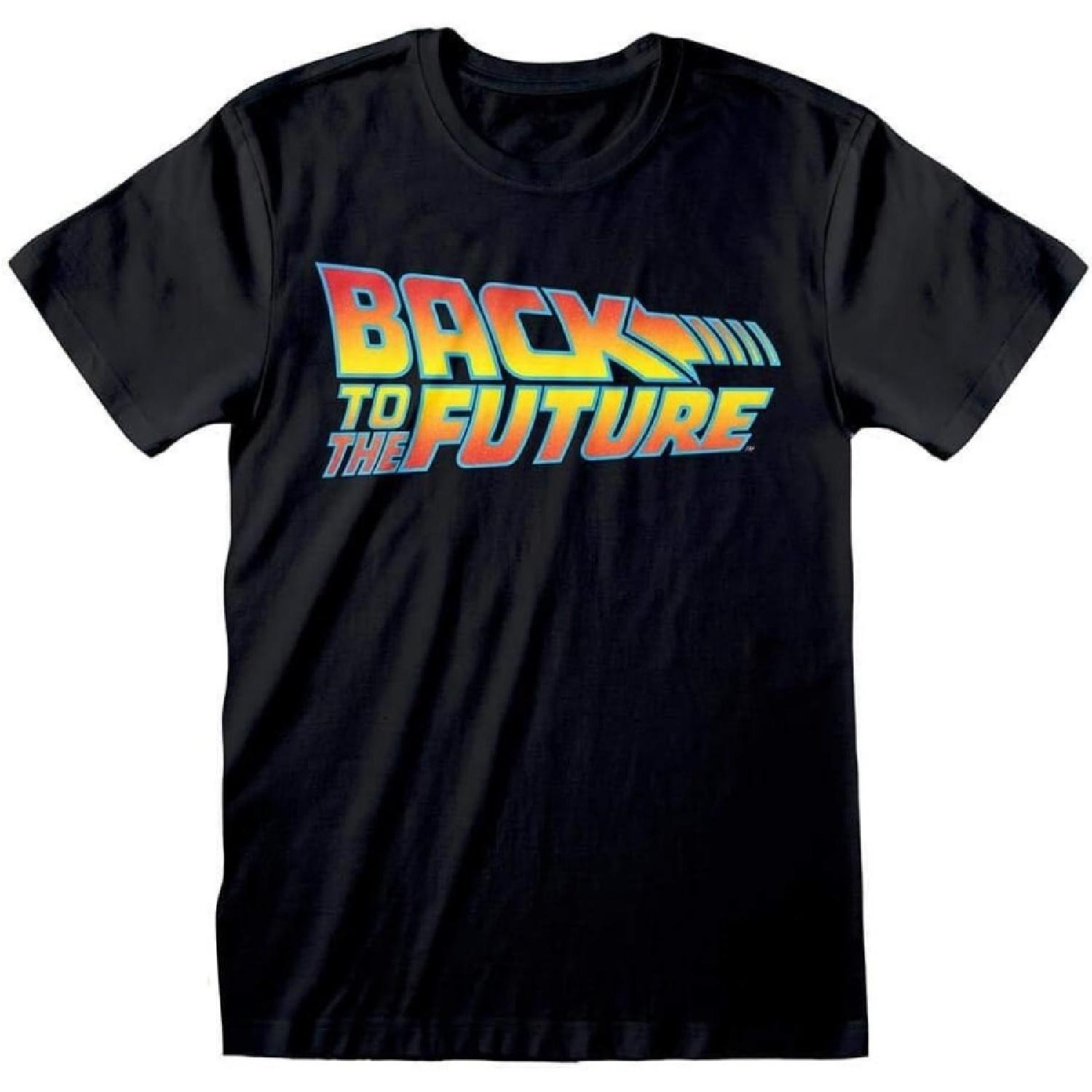 Retro Styler Men s Back to The Future Vintage Logo Black T-Shirt_ Medium S