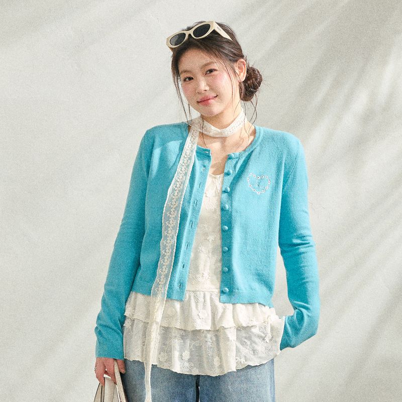 Plus-Size Women s Korean-Style Slimming Dopamine Outfit in Lake Green Knitwear and Denim Wide-Leg Pants Set for Adults Cardigan L